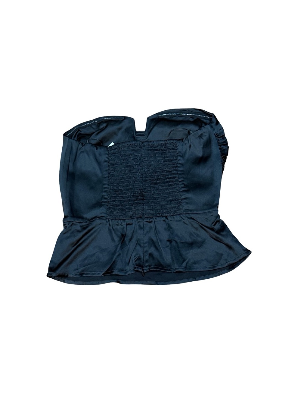 š¤ NWT Reformation Madelyn Silk Top Black Size 6 100% Silk Smocked Back - Picture 8 of 11
